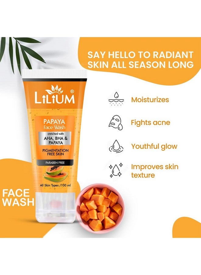 Lilium Papaya & Vitamin C Face Wash 100ml | Pigmentation Free, Skin Lightening & Spot Correction | All Skin Types | Pack of 2 - Image 3