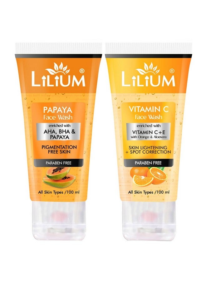 Lilium Papaya & Vitamin C Face Wash 100ml | Pigmentation Free, Skin Lightening & Spot Correction | All Skin Types | Pack of 2 - Image 1
