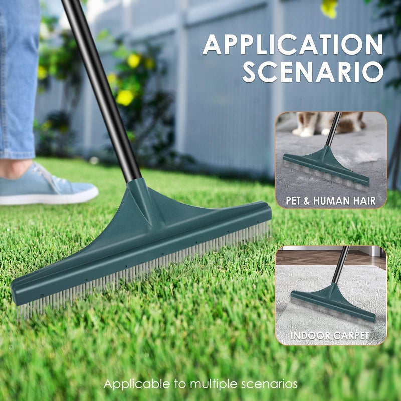 ORIENTOOLS Artificial Turf Rake, Curved Grass Rake with 4-Section Adjustable Steel Handle from 30" to 53", Hand Telescopic Brush, for Artificial Turf, Patios, Carpets, Pet Hairs and Garden Lawn Clean - Image 5
