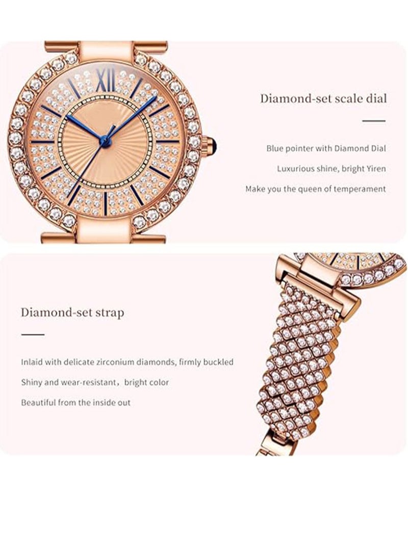 Captaintech Stylish Waterproof Rose Gold Quartz Women Wrist Watches Casual and Elegant Luxury Design with Roman Numerals - Image 3