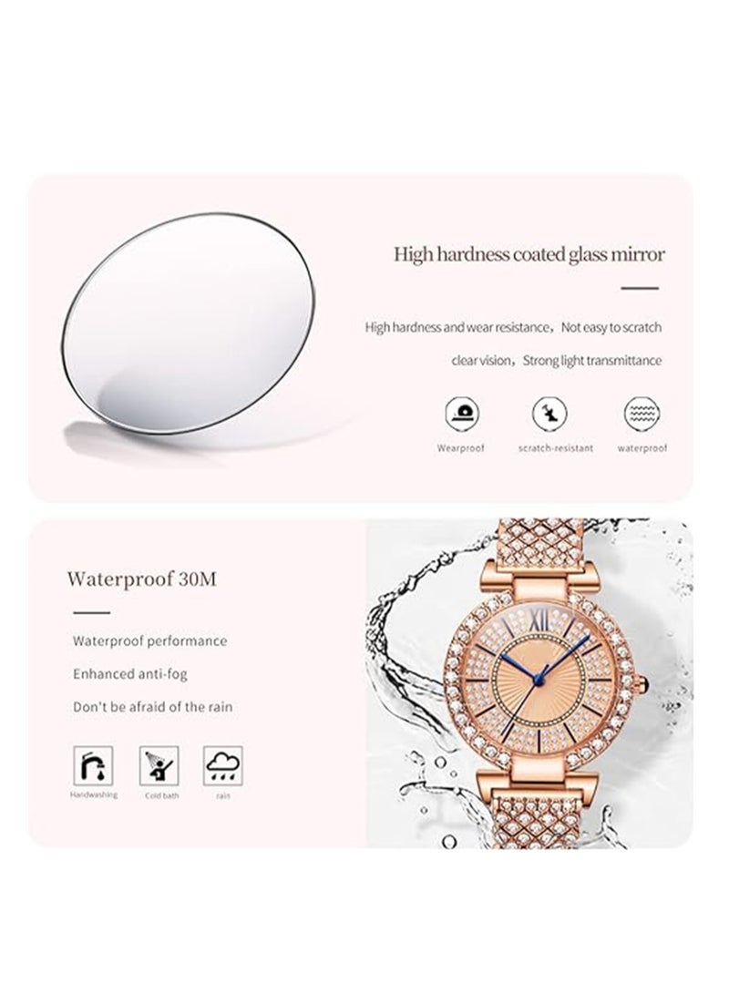 Captaintech Stylish Waterproof Rose Gold Quartz Women Wrist Watches Casual and Elegant Luxury Design with Roman Numerals - Image 4