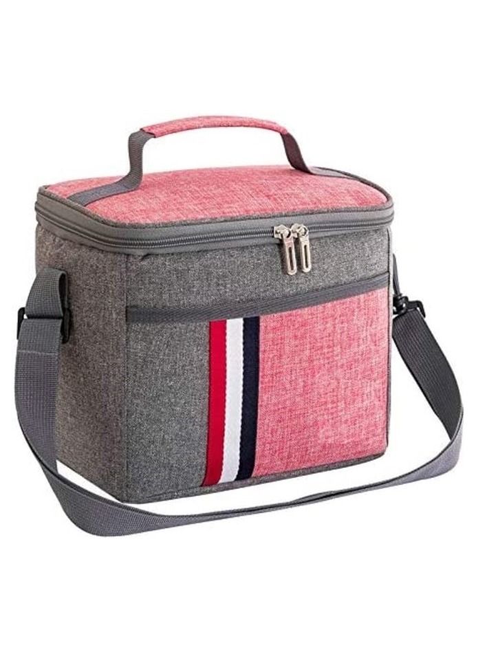 MahMir Lunch Bag Insulated Lunch Box Large Portable Cooler Tote bag for Men Women Adult for Office shoulder handbag Leakproof Water resistant Pink 