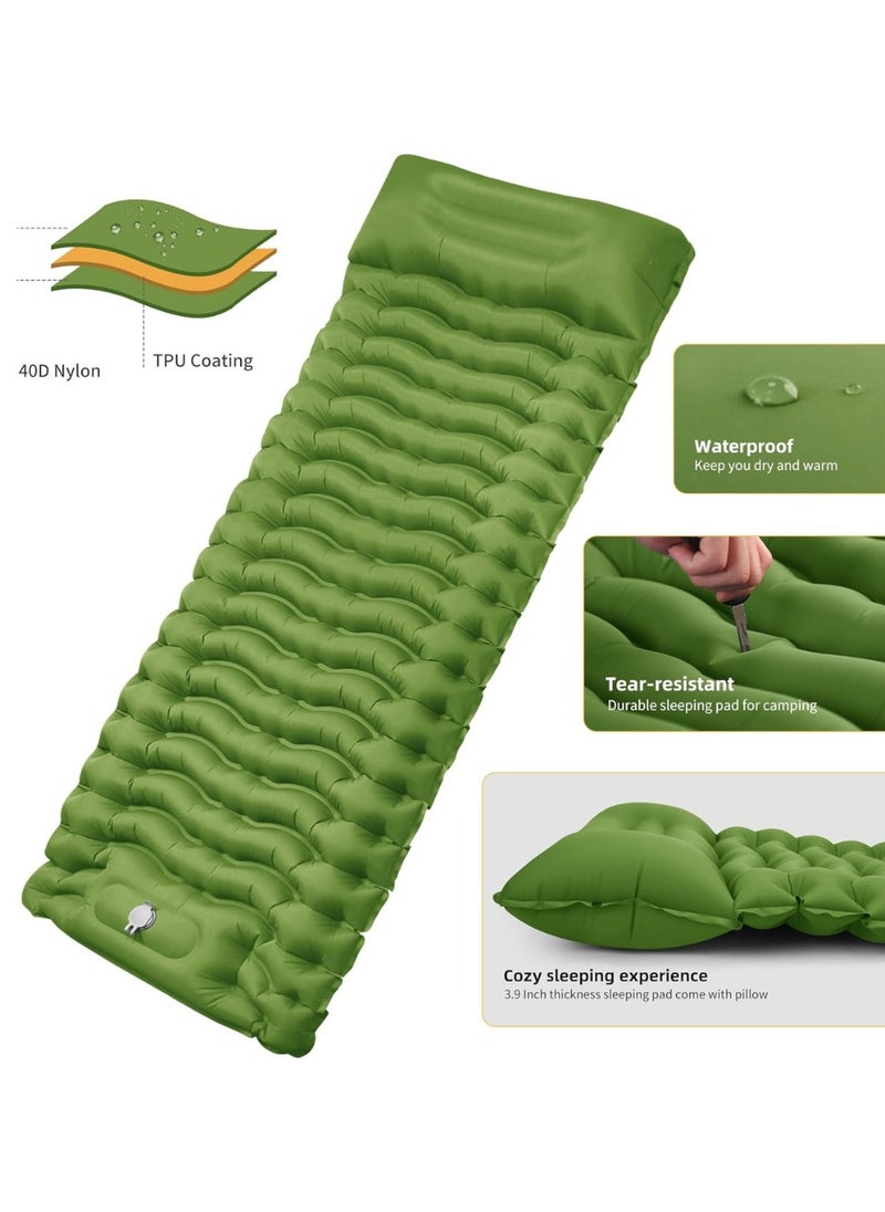 HEXAR وسادة نوم ذاتية النفخ من هيكسار مع مضخة قدم 190 × 64، حصيرة نوم مدمجة قابلة للطي مع وسادة للتخييم والمشي لمسافات طويلة، مرتبة هوائية متينة قابلة للنفخ - حقيبة حمل، رقع إصلاح  - Image 2