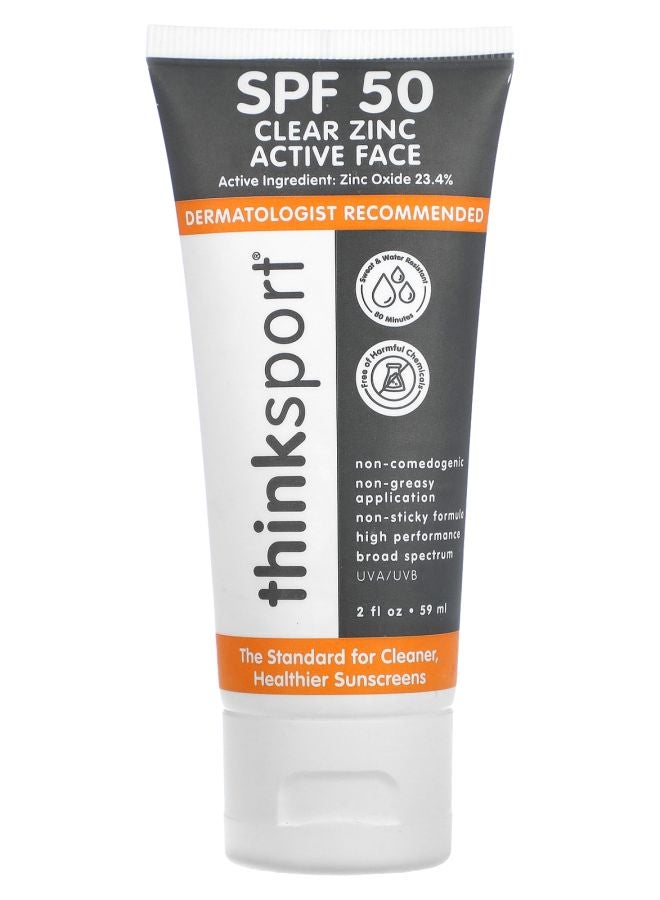 Thinksport Clear Zinc Active Face SPF 50 2 fl oz (59 ml)
