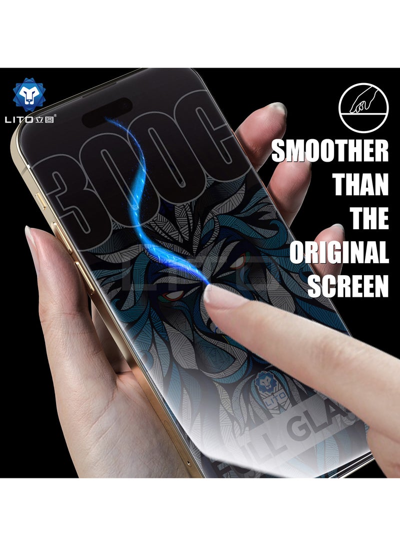 ليتو واقي شاشة Lito 300C من الزجاج المقوى للخصوصية مضاد لبصمات الأصابع، حماية كاملة للشاشة لجهاز ايفون 16 برو ماكس - Image 3