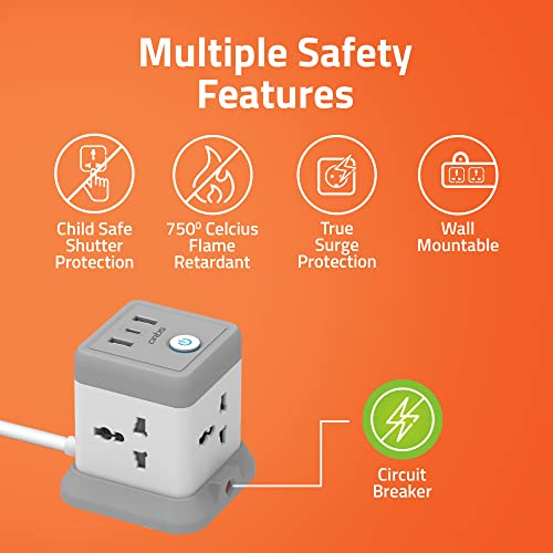 Artis AR-4SS-3USBCB 4 Universal Sockets with 2 USB Ports & 1 USB Type C Port with Circuit Breaker Surge Protector - Image 3