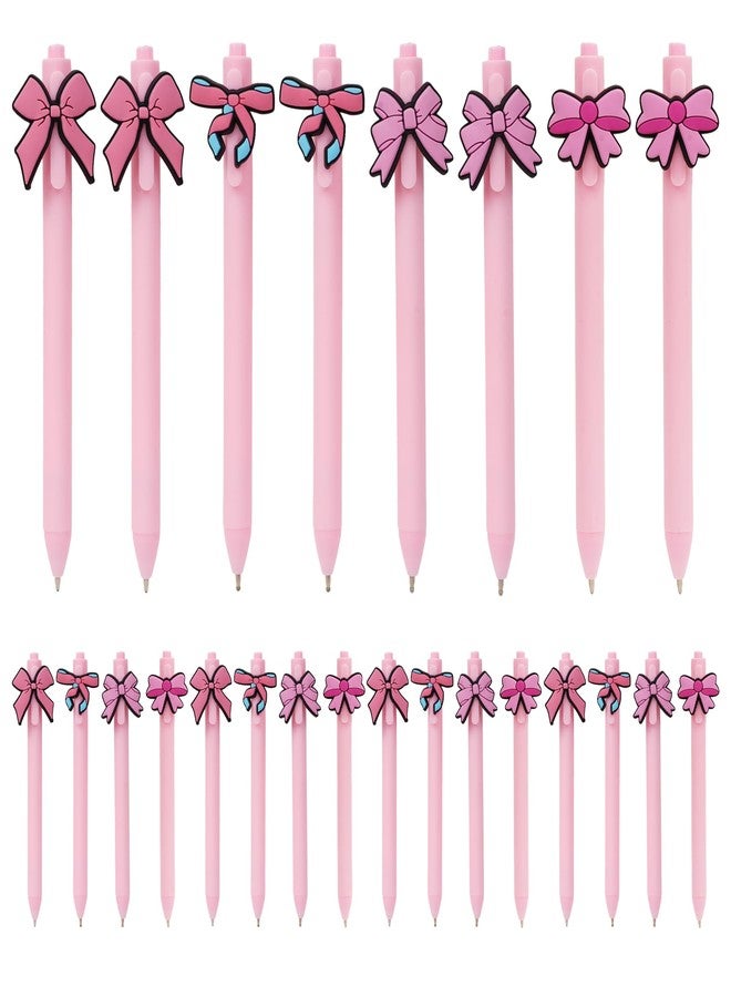 KatchOn, Pink Bow Pens - Pack of 24 | Coquette Aesthetic Retractable Ink Writing Ballpoint Pens | Bulk Birthday Bow Party Favors for Baby Shower Bridal Shower Party Supplies Office Pens for Women - Image 1