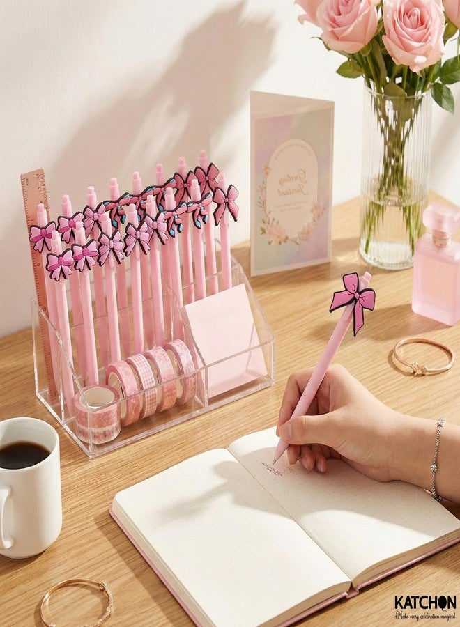 KatchOn, Pink Bow Pens - Pack of 24 | Coquette Aesthetic Retractable Ink Writing Ballpoint Pens | Bulk Birthday Bow Party Favors for Baby Shower Bridal Shower Party Supplies Office Pens for Women - Image 4