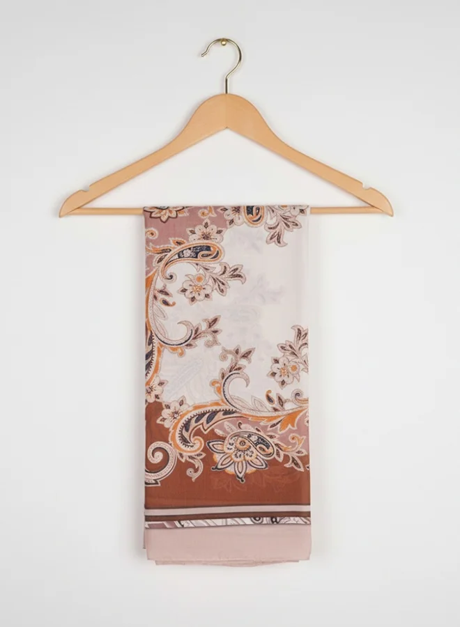 عبايات لمحة طرحة روز براون – شيفون نقشات كلاسيكية