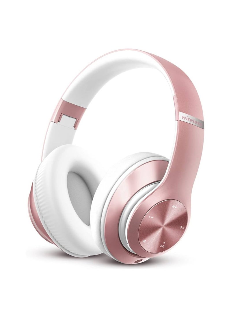 Wireless Bluetooth Headset with 2-in-1 Speaker Allows Taking Calls On The Go And Long Lasting Battery In An Elegant Design Over The Ear by Bastec Series 6 - Pink
