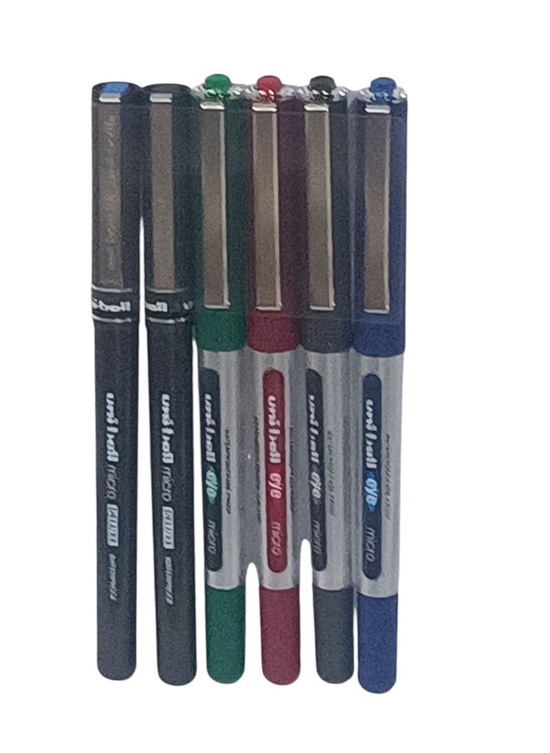 Uniball 6-Piece Liquid Ink Pen Set Multicolour 
