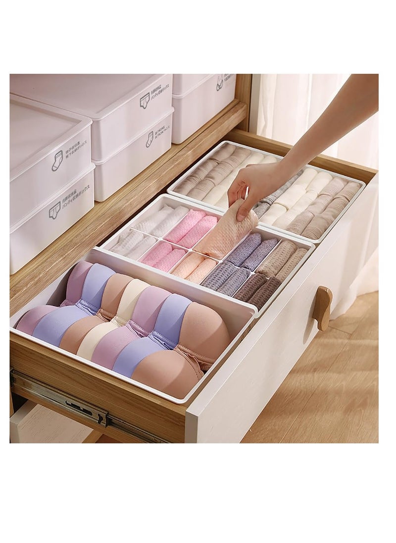 Generic Plastic Underwear Storage Organizer 3 Pack Drawer Organiser Wardrobe Clothes Storage Box for Underwear Socks Bras Panties Scarf and Small Things (White)  - Image 1
