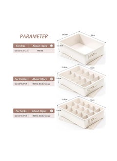 Generic Plastic Underwear Storage Organizer 3 Pack Drawer Organiser Wardrobe Clothes Storage Box for Underwear Socks Bras Panties Scarf and Small Things (White)  - Image 2