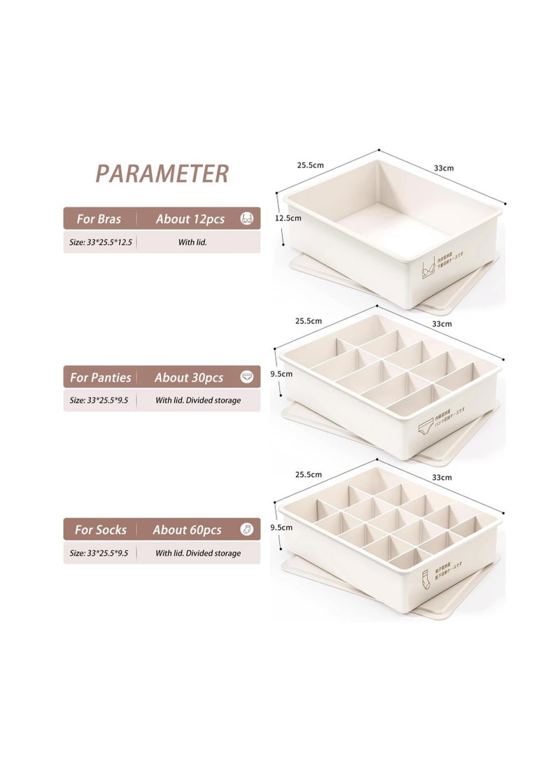Generic Plastic Underwear Storage Organizer 3 Pack Drawer Organiser Wardrobe Clothes Storage Box for Underwear Socks Bras Panties Scarf and Small Things (White)  - Image 2