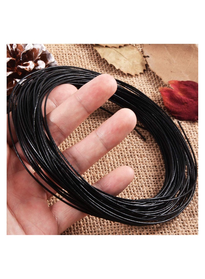 Natural Cowhide Leather Round Cord Rolls, 3 Rolls 15m x 1mm for Making Bracelets, Chains, Jewelry, Crafts, Necklace Cords, Black - Image 3