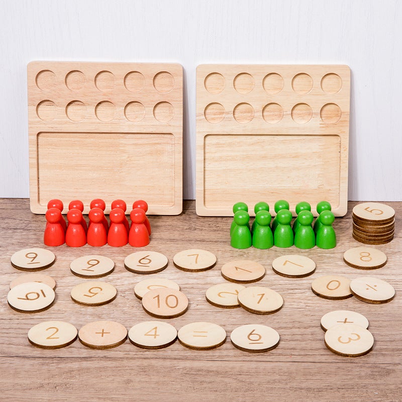 Children'S Number Sense Enlightenment Wooden Ten-Grid Array Teaching Aids Add And Subtract Game Stick Montessori Early Education Educational Toys - Image 1