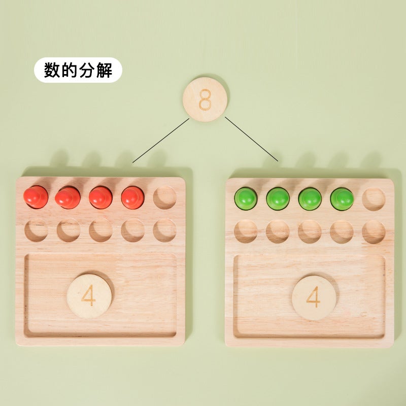 Children'S Number Sense Enlightenment Wooden Ten-Grid Array Teaching Aids Add And Subtract Game Stick Montessori Early Education Educational Toys - Image 4