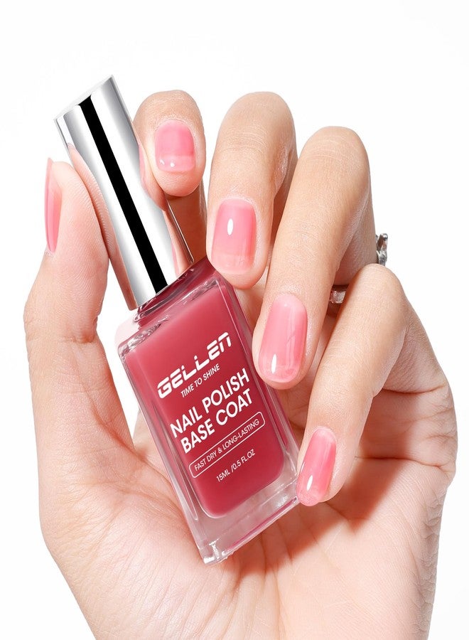 Gellen 4‑in‑1 Clear Nail Polish Base Coat Sheer Tinted Red, Ridge Filler, Nail Strengthener & Concealer, Calcium Formula Strengthens Nails, Natural Color Enhances Natural Look, No HEMA, Anti-yellowing - Image 1