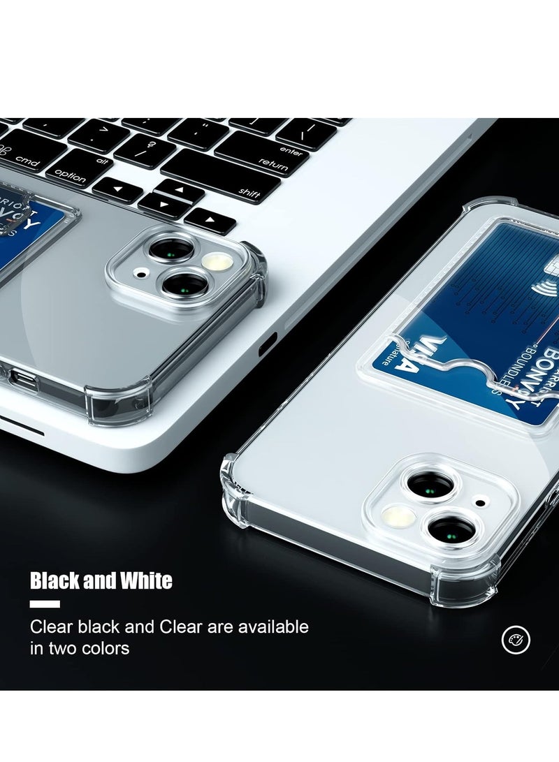 حافظة هاتف بمحفظة رفيعة مع فتحة للبطاقات، حافظة شفافة واقية ناعمة مضادة للصدمات مع حامل بطاقة لهاتف آيفون 14 بلس - Image 3