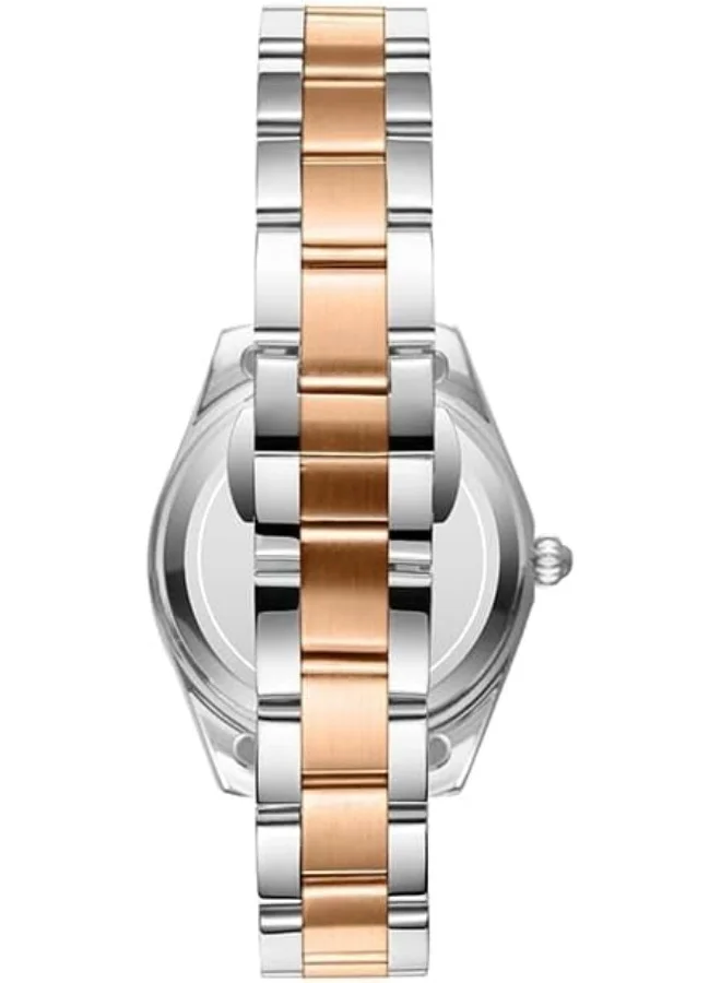 KENNETH SCOTT Kenneth Scott Women's SL25 Movement Watch, Analog Display and Solid Stainless Steel Strap - K23543-RBKM, Two Tone Rose Gold