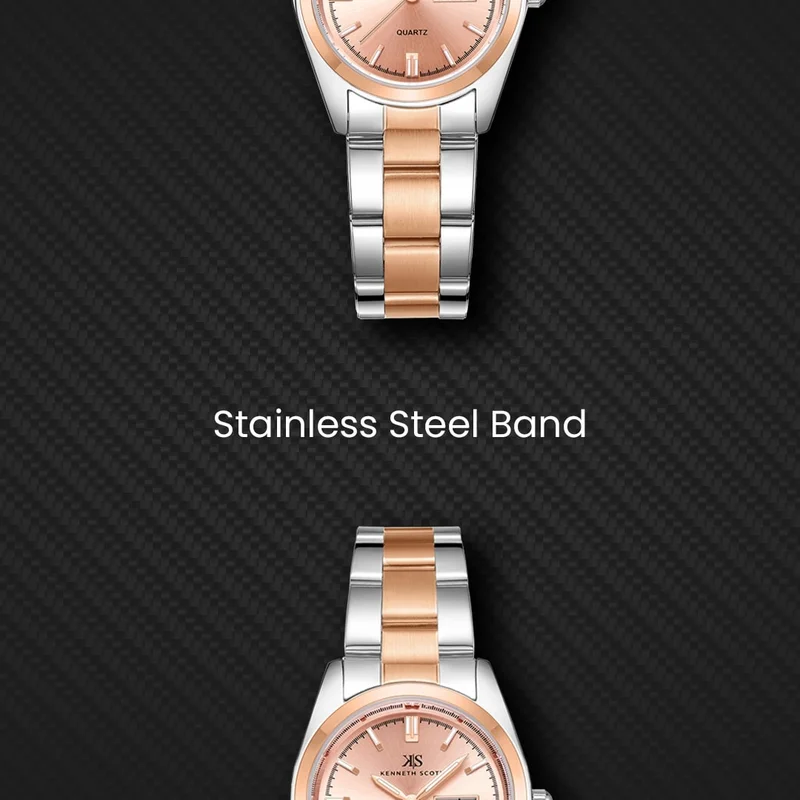 Kenneth Scott Mother Of Pearl Kenneth Scott Women's SL25 Movement Watch, Analog Display and Solid Stainless Steel Strap - K23543-RBKM, Two Tone Rose Gold for Women | Best Price UAE