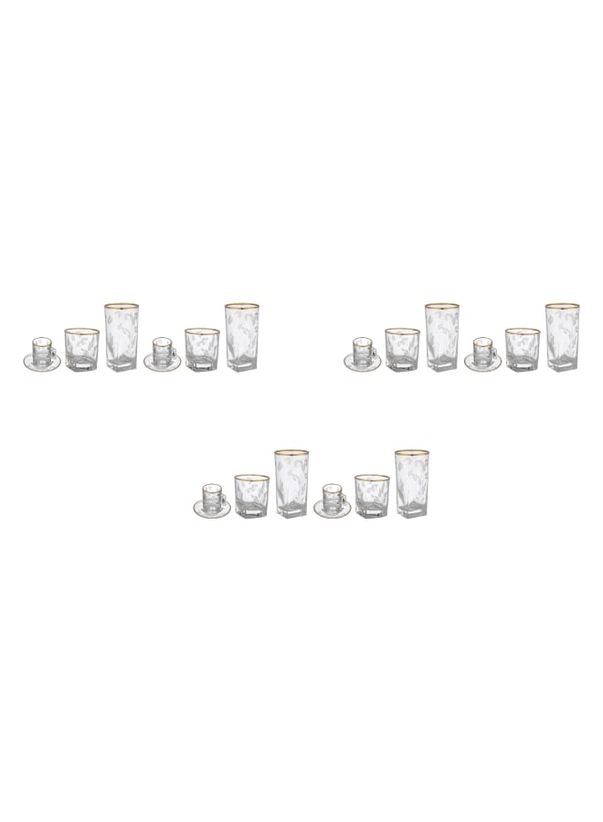باساباتشي Pasabahce - Glass Set 24 Pieces - Gold - Glass Clear - Image 1