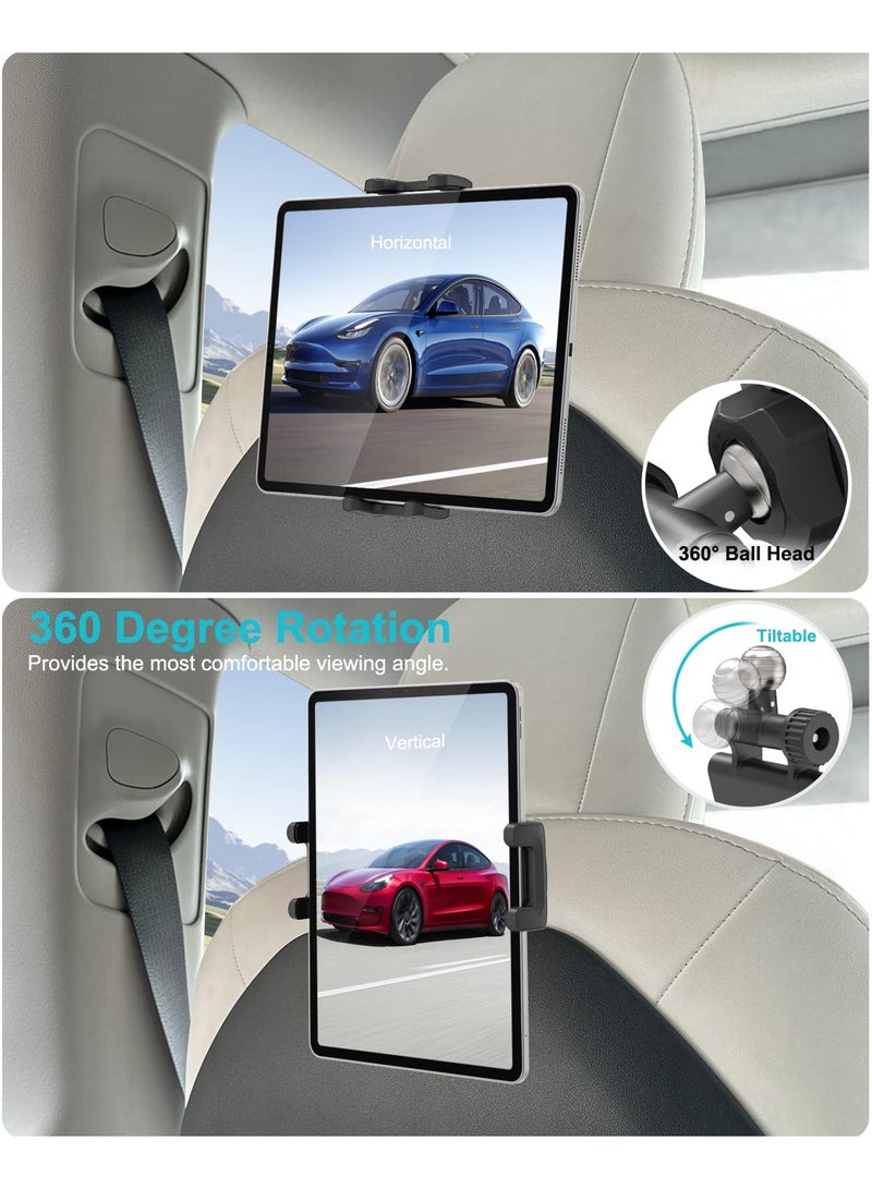 erorex Tesla Tablet Holder for Headrest, Tesla Model 3/Y Back Seat iPad Phone Mount, 360° Adjustable Car Tesla Model Y Stand for 4-13" iPad 12.9 11 Pro Air Mini 6 5 4 3, Galaxy Tab, fire hd, iPhone - Image 5