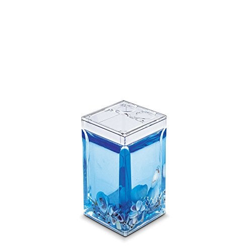 Freelance Eden Acrylic Bathroom Accessories Set of 4 - Blue - Liquid Handwash Soap Dispenser, Brush/Toothbrush Holder, Tumbler, Dish - Plastic Bathroom Set for Wash Basin - Stronger Than Ceramic - Image 5