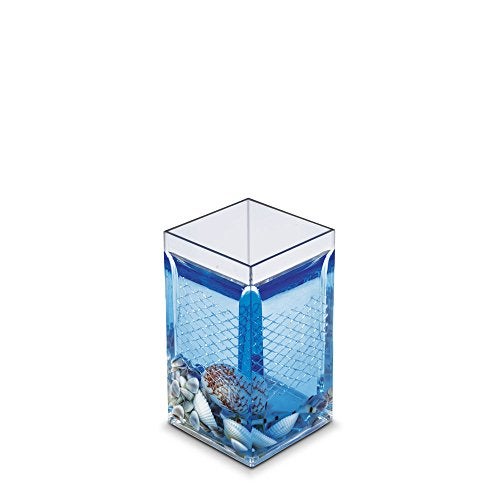 Freelance Eden Acrylic Bathroom Accessories Set of 4 - Blue - Liquid Handwash Soap Dispenser, Brush/Toothbrush Holder, Tumbler, Dish - Plastic Bathroom Set for Wash Basin - Stronger Than Ceramic - Image 4