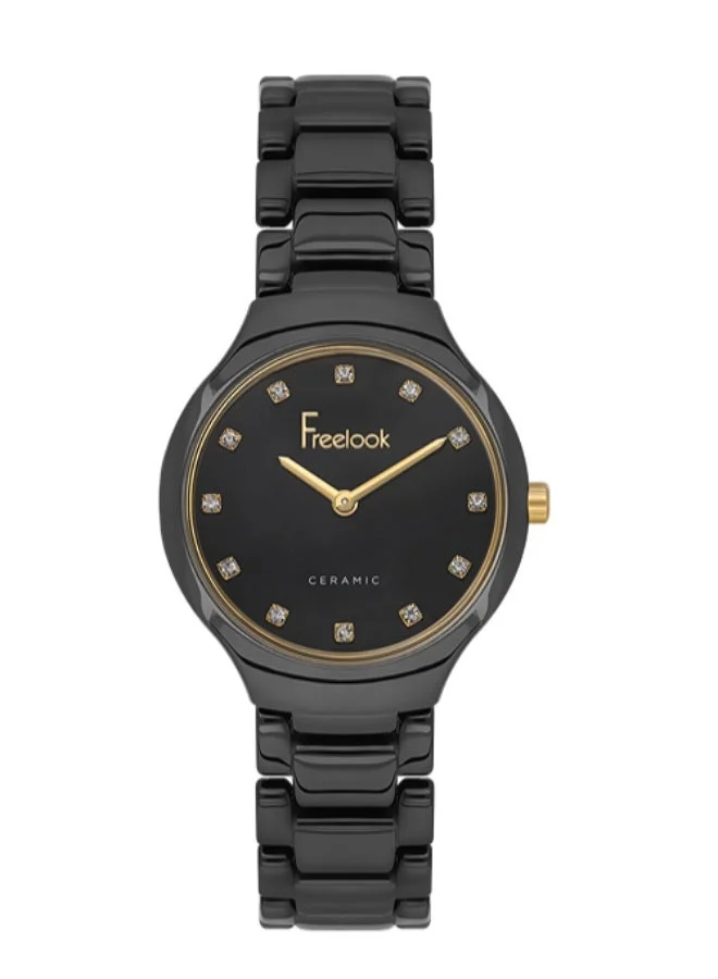 Freelook Paris Freelook - Charmant Women's Watch | Ceramic Case | Ceramic Band | Black & Round Dial | Analog | Quartz | Mineral Glass | Premium Luxury Watch | Ideal Gift | Water Resistant 30 Meters