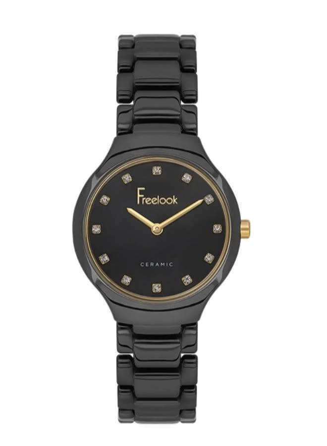 Freelook Paris Freelook - Charmant Women's Watch | Ceramic Case | Ceramic Band | Black & Round Dial | Analog | Quartz | Mineral Glass | Premium Luxury Watch | Ideal Gift | Water Resistant 30 Meters