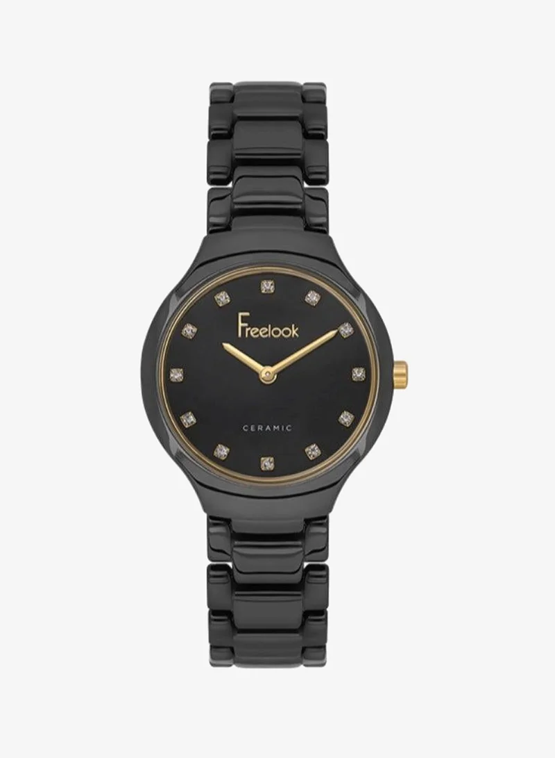 Freelook Paris Freelook - Charmant Women's Watch | Ceramic Case | Ceramic Band | Black & Round Dial | Analog | Quartz | Mineral Glass | Premium Luxury Watch | Ideal Gift | Water Resistant 30 Meters