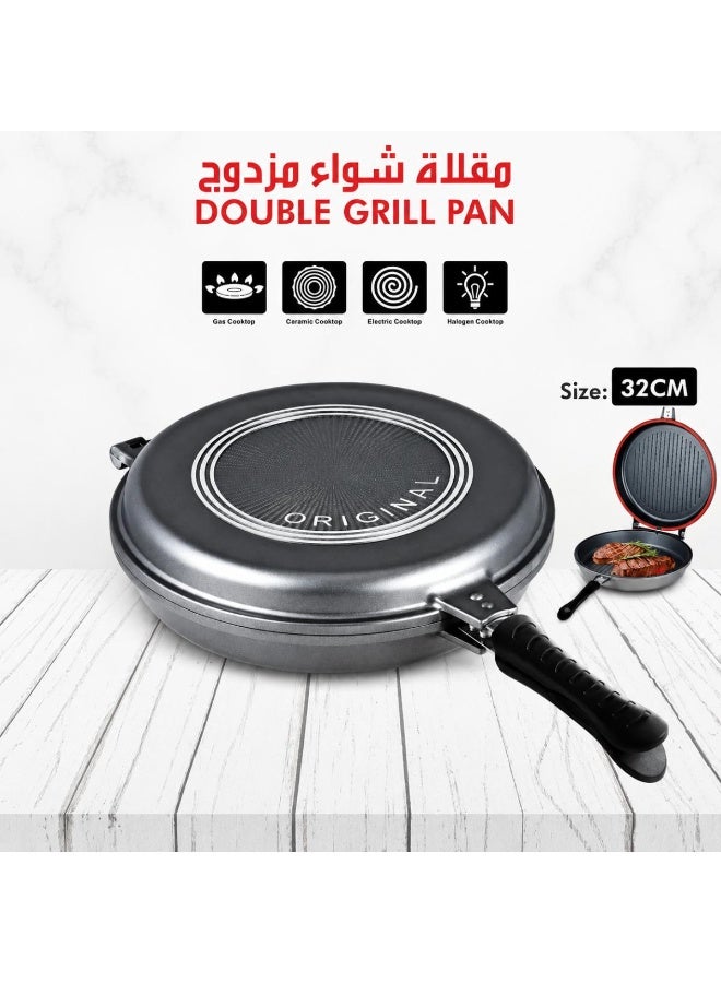 Tradeo 32cm Double Sided Grill Pan - Non Stick Die Cast Aluminum Flip Frying Pan for All Cooktops - Image 5