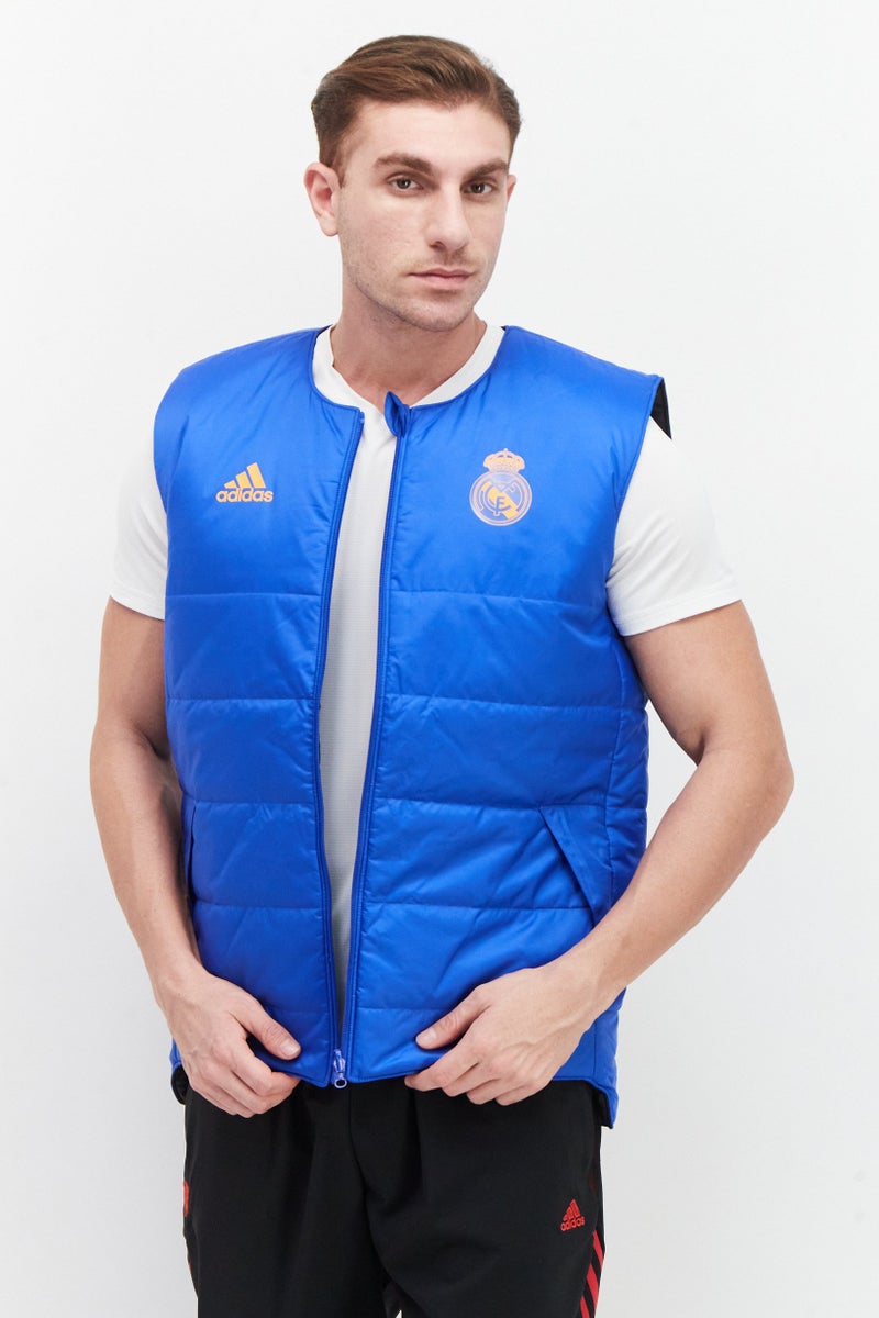Adidas Men Sportswear Fit Sleeveless Reversible Vest Jacket, Blue - Image 1