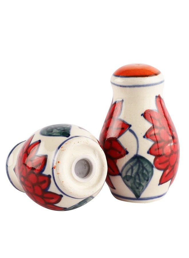 MIAH Decor Set of 2 White Red Ceramic Salt Pepper Shakers - Image 2