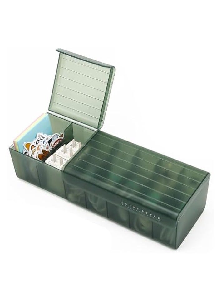 erorex Cable Management Box, 7 Compartments Storage Box USB Cord Sorter, Data Cable Organizer Box, High Utility Advanced Cable Management Box for Living Room, Bedside, Home, Office Desk (Green)  - Image 1