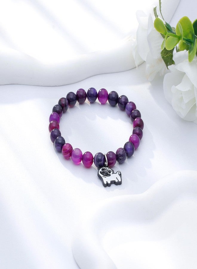 LIUANAN Pug Charm Amethyst Bracelet for Women Natural Amethyst Crystal Jewelry for Animal Lovers Inspirational Birthday Gift for Daughter Niece Friend Dog Lover Faith Bracelet (Pug Bracelet) - Image 3