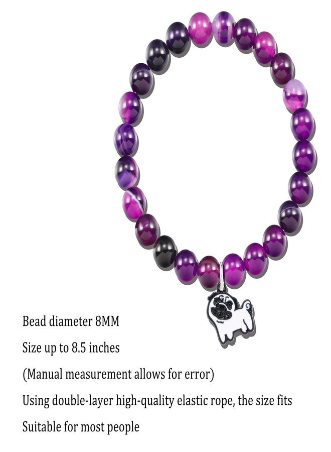 LIUANAN Pug Charm Amethyst Bracelet for Women Natural Amethyst Crystal Jewelry for Animal Lovers Inspirational Birthday Gift for Daughter Niece Friend Dog Lover Faith Bracelet (Pug Bracelet) - Image 2