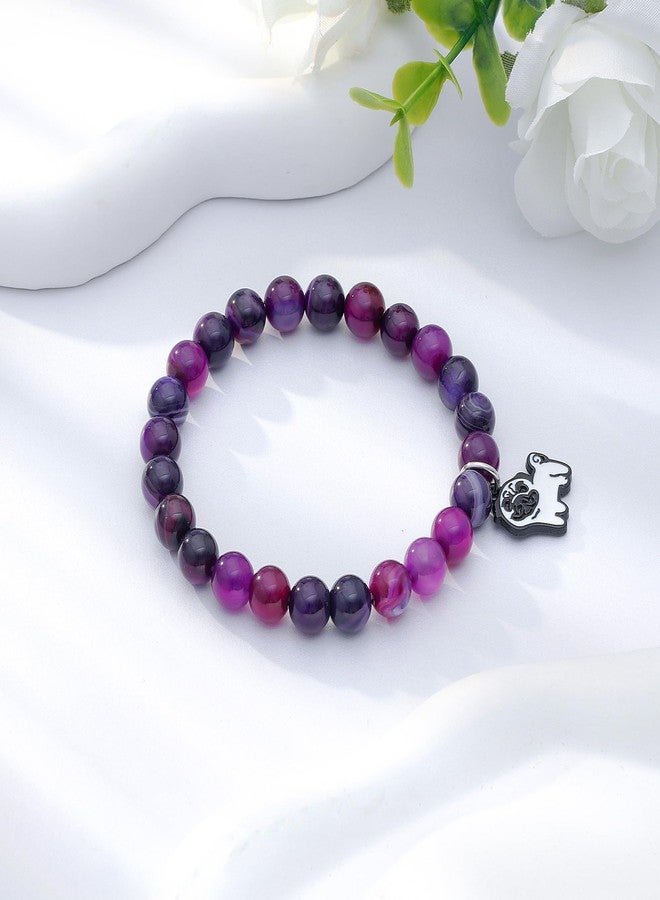 LIUANAN Pug Charm Amethyst Bracelet for Women Natural Amethyst Crystal Jewelry for Animal Lovers Inspirational Birthday Gift for Daughter Niece Friend Dog Lover Faith Bracelet (Pug Bracelet) - Image 5