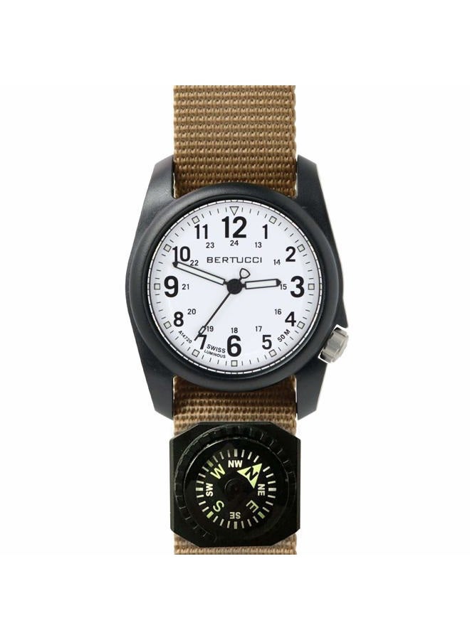 BERTUCCI Mens White Dial Black Case Coyote Nylon Band Quartz Watch - Image 2