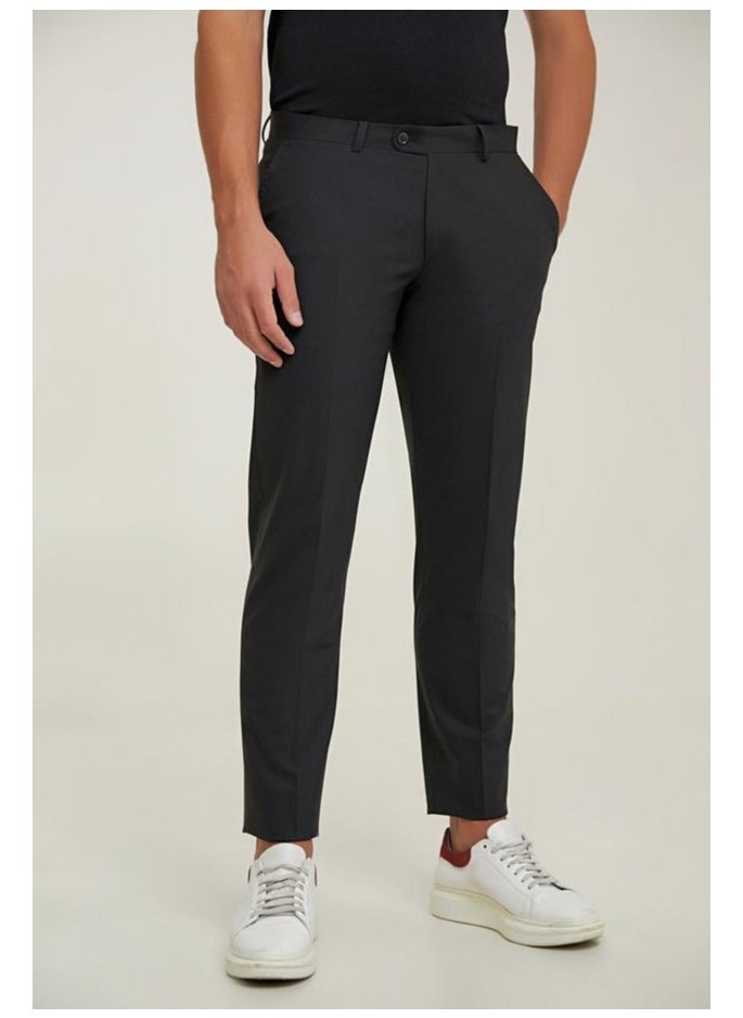 D'S DAMAT Ds Damat Comfort Fit Black Plain Travel Fabric Trousers  - Image 4