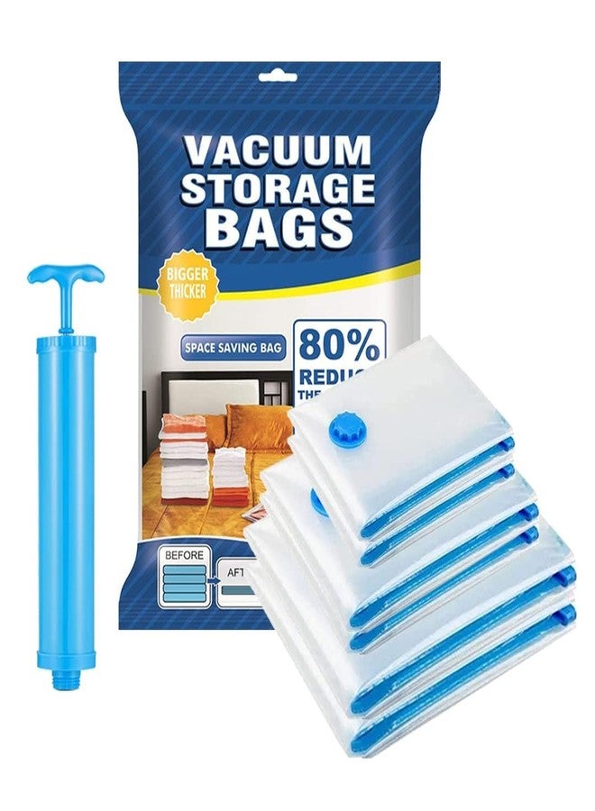 SHYAM ENTERPRISES || Space Saver (Pack of 6) Reusable Vacuum Storage Ziplock Compression Sealer Bags for Travel clothes, 1 hand Pump 2 Medium (50x70 cm), 2 Large (60x 80 cm), 1 Jumbo (70x100) - Image 1