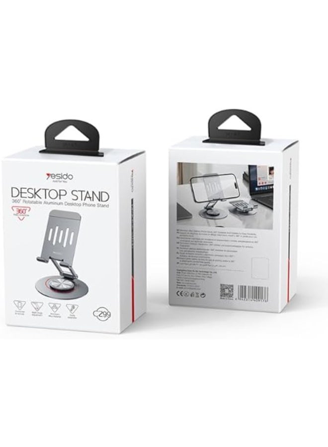 حامل موبايل مكتبيC299 قابل للطي بزاوية دوران 360 درجة – تصميم أنيق وقوي لتثبيت الهاتف بثبات على الطاولة – قابل لتعديل الارتفاع والميل لراحة مثالية أثناء المشاهدة أو العمل - Image 2