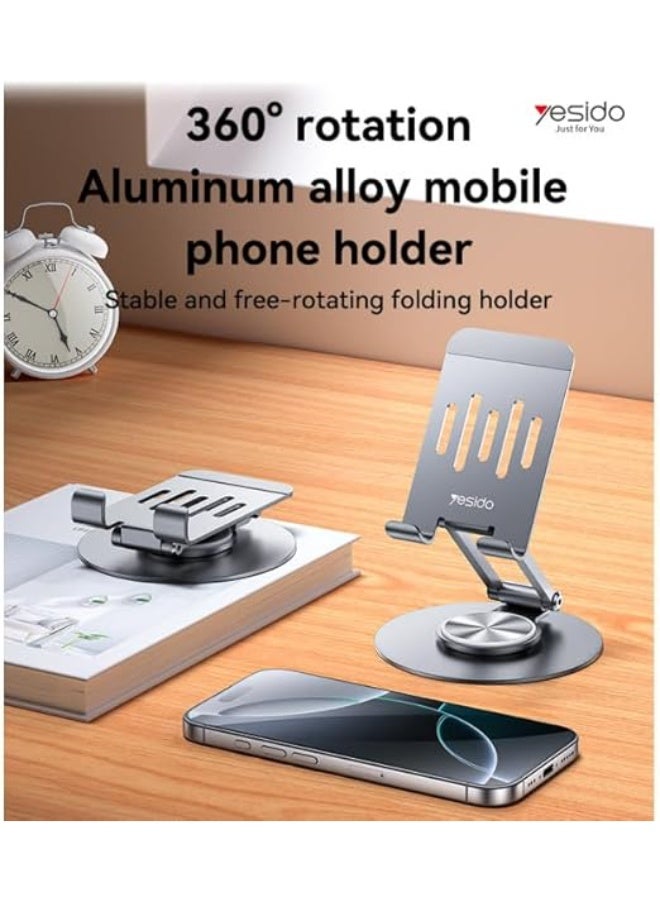 حامل موبايل مكتبيC299 قابل للطي بزاوية دوران 360 درجة – تصميم أنيق وقوي لتثبيت الهاتف بثبات على الطاولة – قابل لتعديل الارتفاع والميل لراحة مثالية أثناء المشاهدة أو العمل - Image 4