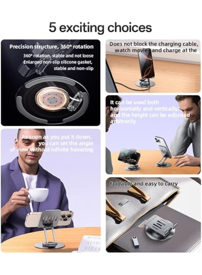 حامل موبايل مكتبيC299 قابل للطي بزاوية دوران 360 درجة – تصميم أنيق وقوي لتثبيت الهاتف بثبات على الطاولة – قابل لتعديل الارتفاع والميل لراحة مثالية أثناء المشاهدة أو العمل - Image 3