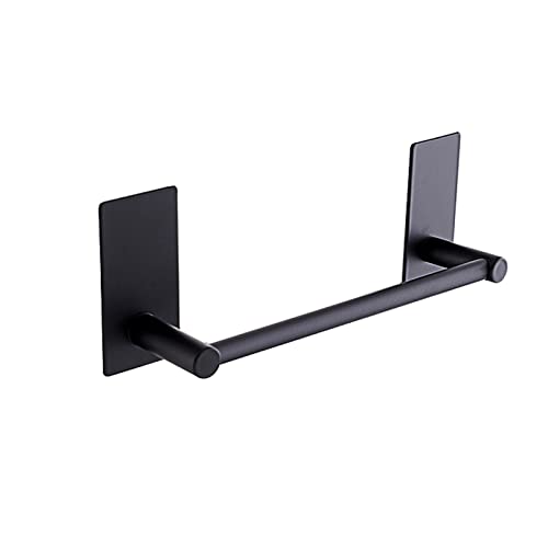 Songtec Adhesive Black Towel Bar 9-inch, Stick On Bath Towel Rack, Hand Towel Holders, No Drilling on Wall - Black - Image 1