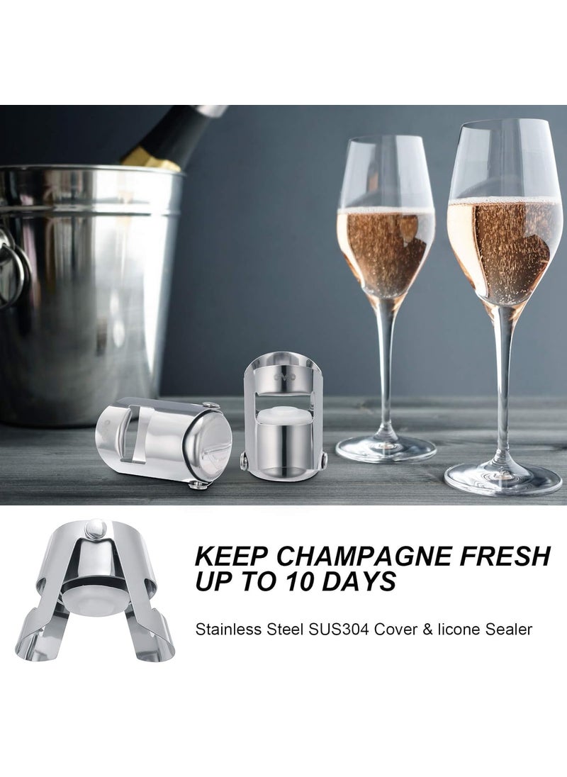 ENTRAXA ENTRAXA Champagne Stopper with Stainless Steel Decorative Champagne Saver Vacuum Plug with Food Grade Silicone Reusable Bottle Sealer Keeps Champagne Fresh Pack2  - Image 3