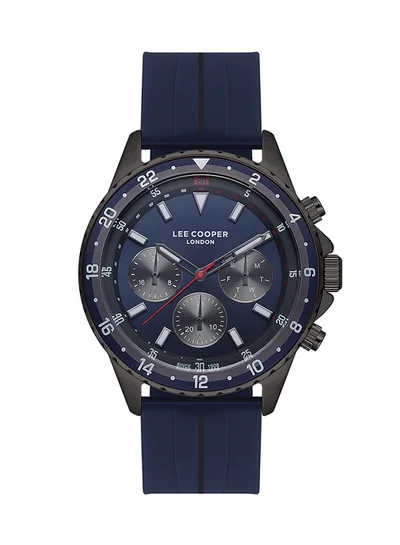 Lee Cooper Lee Cooper Men's Quartz Movement Watch, Multi Function Display and Silicone Strap - LC07210.099, Dark Blue