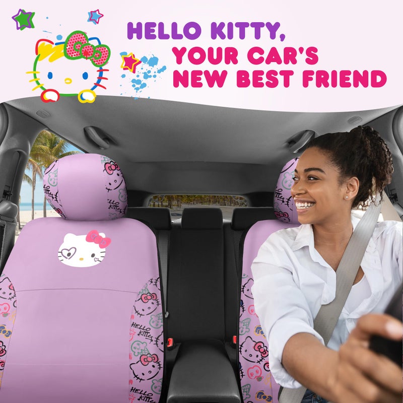 Carbella Hello Kitty Car Seat Covers - Cute Purple Seat Covers, Car Accessories Gift Hello Kitty Accessories 2pc Lavender Car Seat Covers - Image 2