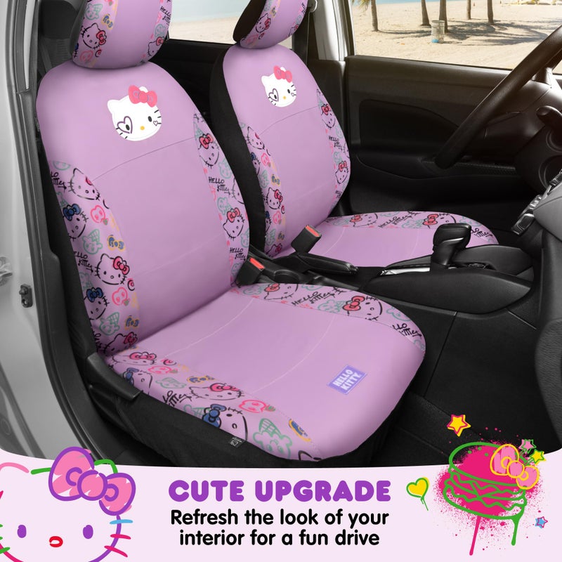 Carbella Hello Kitty Car Seat Covers - Cute Purple Seat Covers, Car Accessories Gift Hello Kitty Accessories 2pc Lavender Car Seat Covers - Image 4